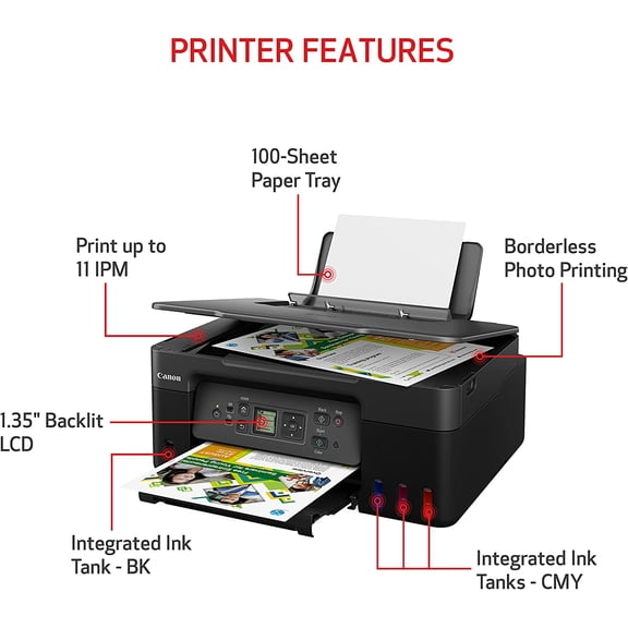 MegaTank G3270 All-in-One Wireless Inkjet Printer for Home Office with High Capacity Ink Tank