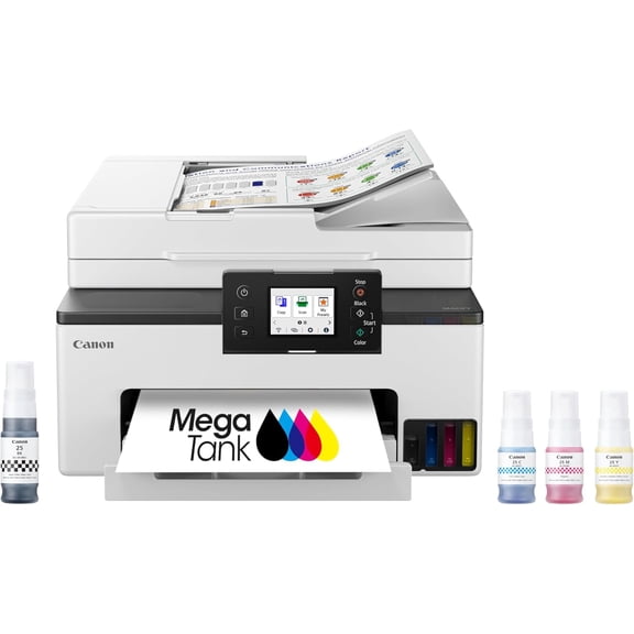 MegaTank MAXIFY GX2020 All-in-One Wireless Color Printer  Print, Copy, Scan with Duplex Printing Refillable Tank System, Compact Desktop Design Print Copy for Home & Office