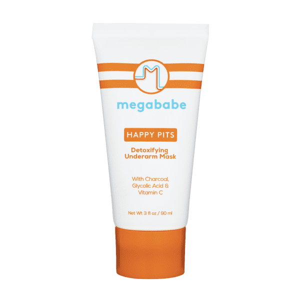 Megababe Happy Pits Underarm Wash-off Mask, with Detoxifying Charcoal & Vitamin C, All Skin, 3 fl oz