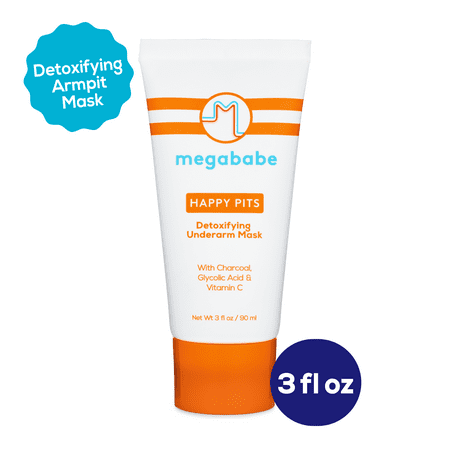 Megababe Happy Pits Underarm Wash-off Mask, with Detoxifying Charcoal & Vitamin C, All Skin, 3 fl oz