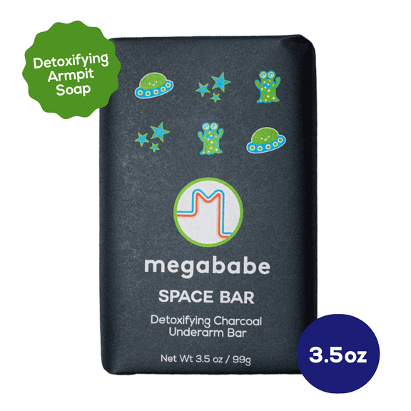 Megababe Space Bar Underarm Bar Soap with Detoxifying Charcoal for Odor Control, 3.5 oz