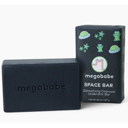 Megababe Space Bar Underarm Bar Soap with Detoxifying Charcoal for Odor Control, 3.5 oz