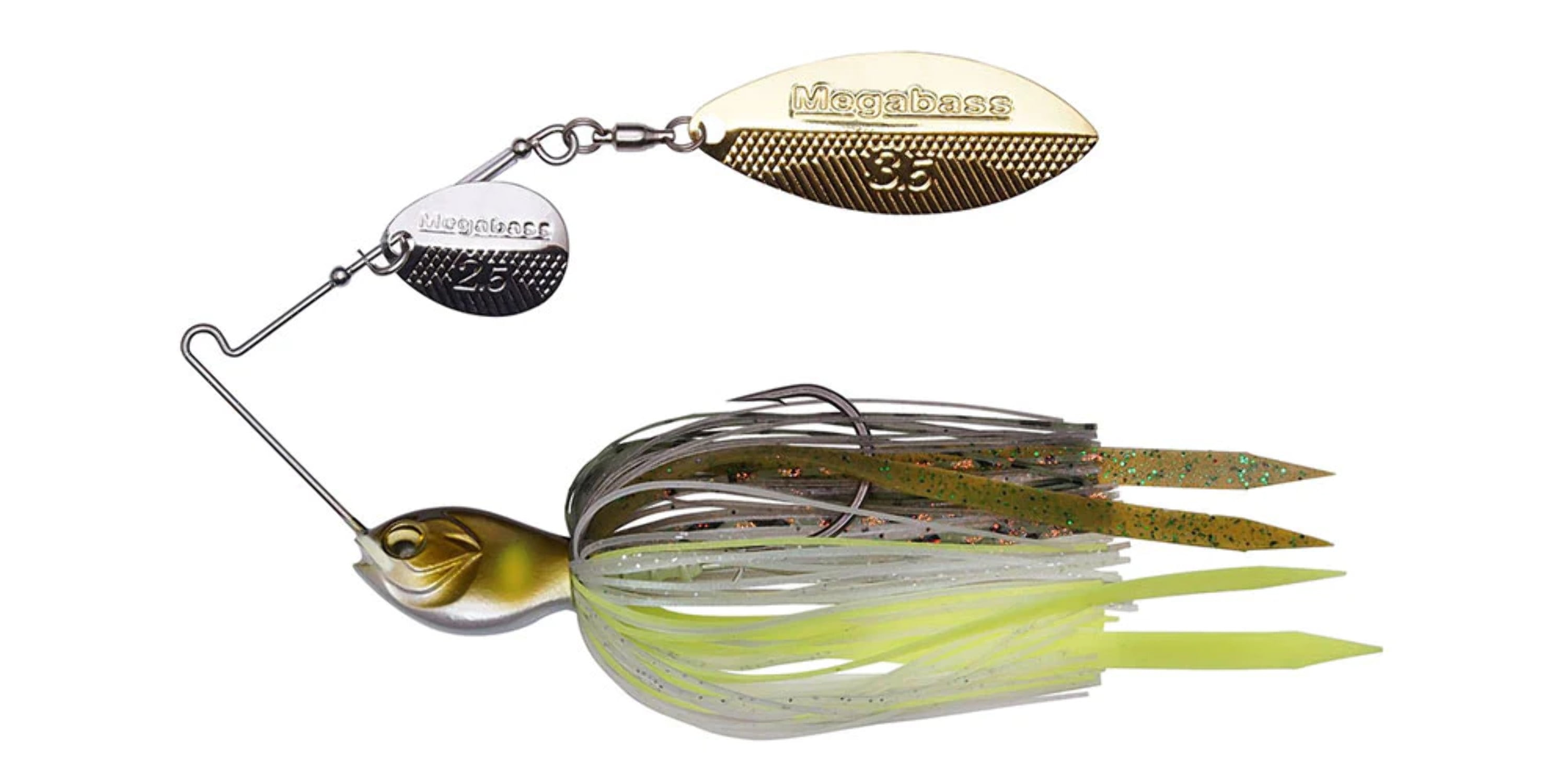 Megabass SV-3 Double Willow Spinnerbait – 3/8 Oz, White Python, Tournament-Grade Bass Fishing Lure