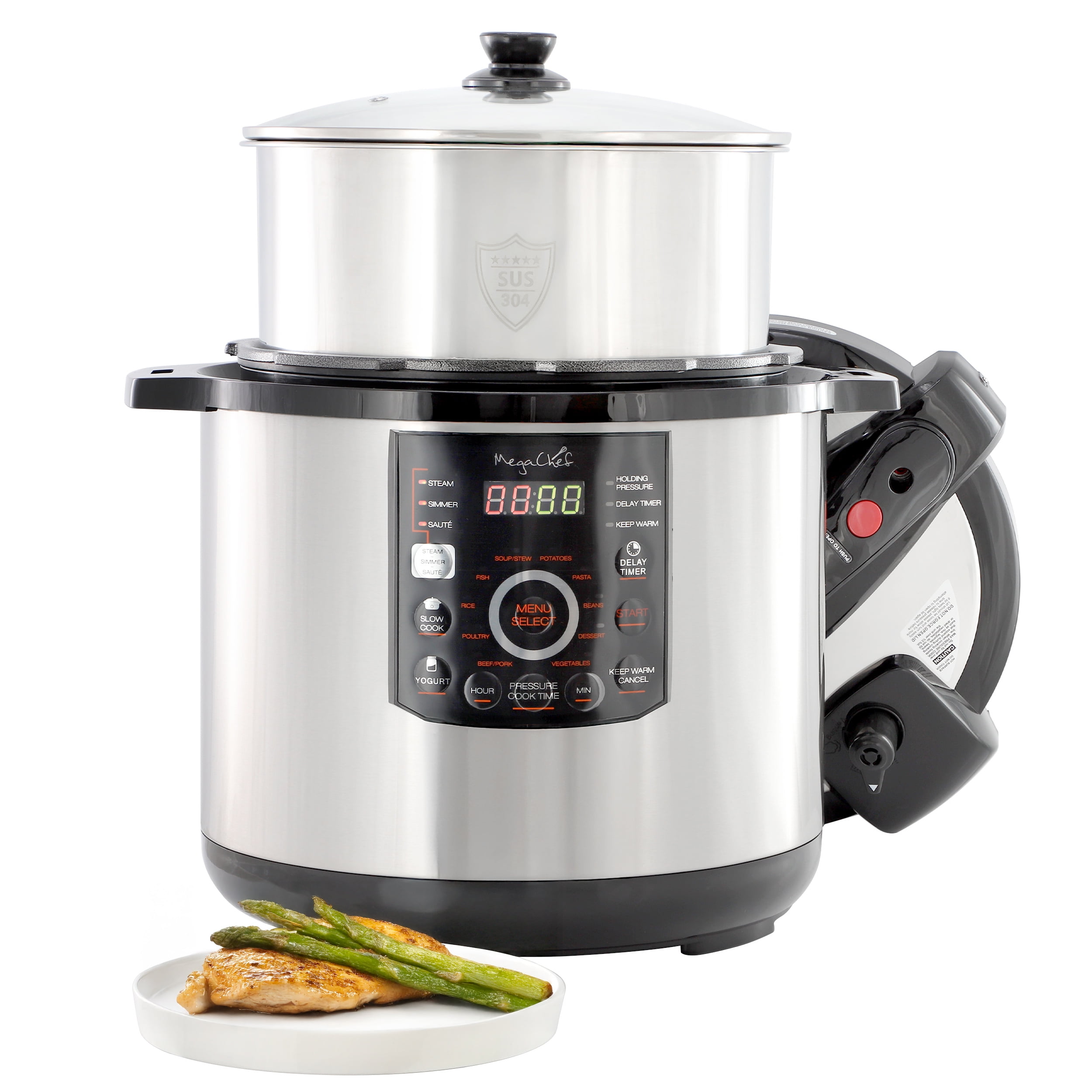 [値下]ドイツ 鍋 BRK SMART Magic キャセロール 16cm Megachef 12 Quart Steel Digital Pressure Cooker with Stainless