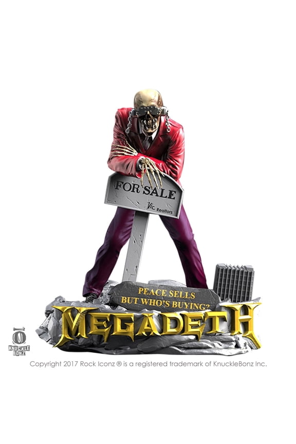 Megadeth 2017 KnuckleBonz Rock Iconz Vic Rattlehead Peace Sells LP Statue Figure