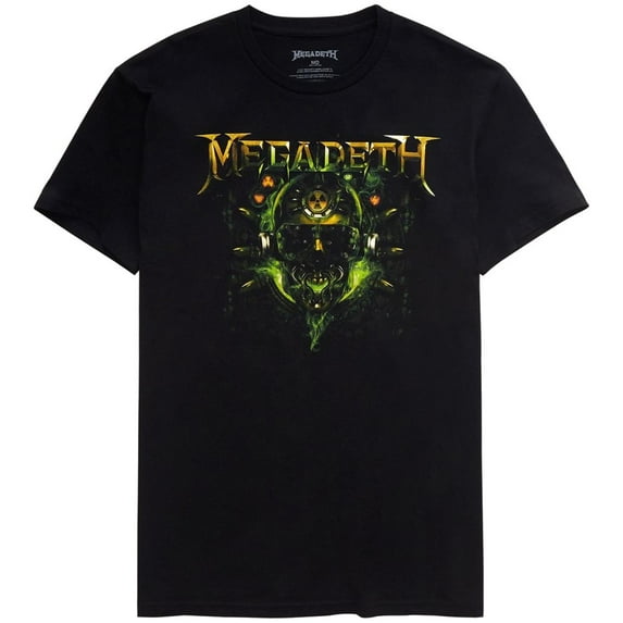 Megadeth Men's Officially Licensed Green Skull Tee T-Shirt in Black (X-Small, Black)