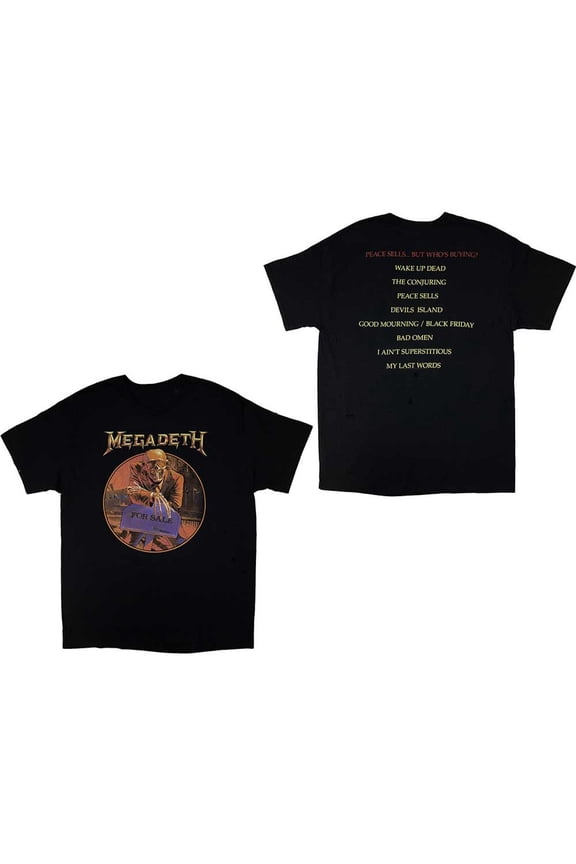 Megadeth Men's Peace Sells Tracklist T-Shirt Black X-Large | Officially Licensed Merchandise