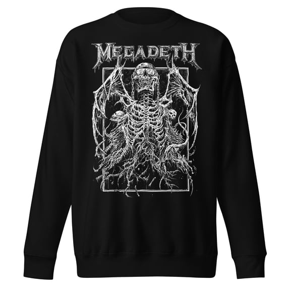 Megadeth Skeleton Wings Jumbo Print Unisex Sweatshirt - Black - Small