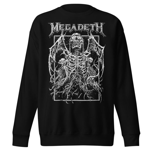 Megadeth Skeleton Wings Jumbo Print Unisex Sweatshirt - Black - Small