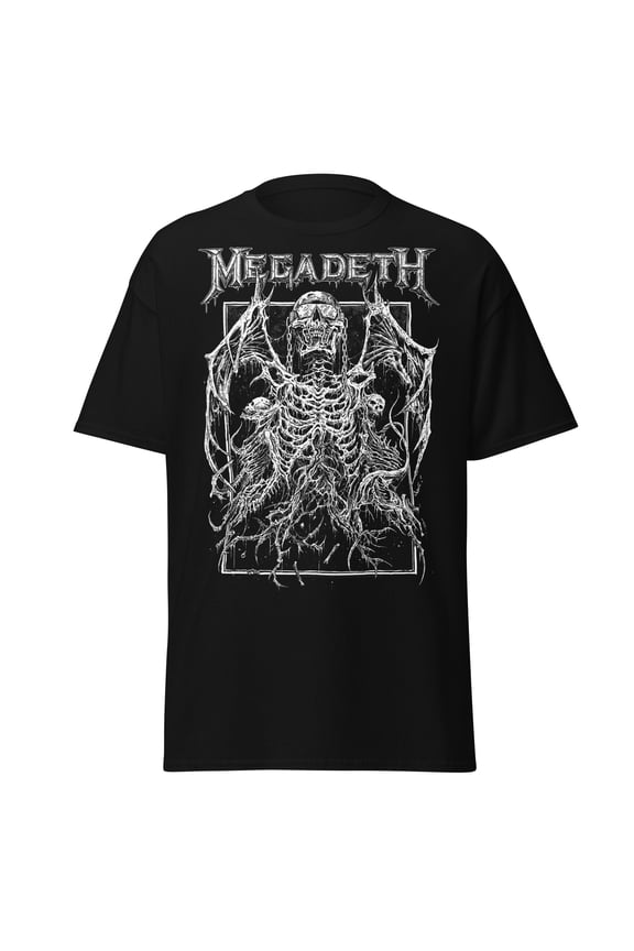 Megadeth Skeleton Wings Jumbo Print Unisex T-Shirt - Black - Medium