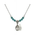 thumbnail image 1 of 18-Inch Rhodium Plated Necklace with 4mm Blue December Birth Month Stone Beads and Scapular Charm, 1 of 7