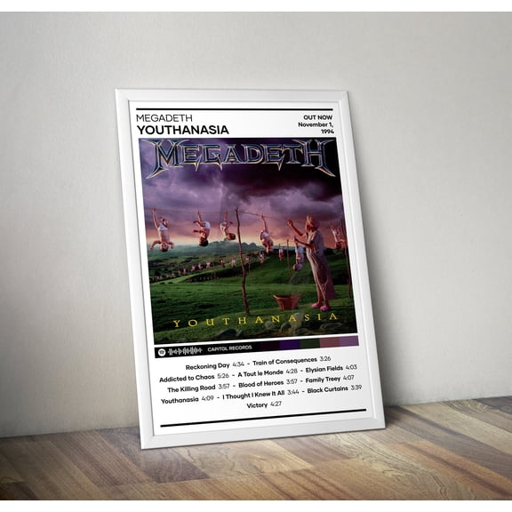 Megadeth Youthanasia Poster, Metal Album Cover Wall Art