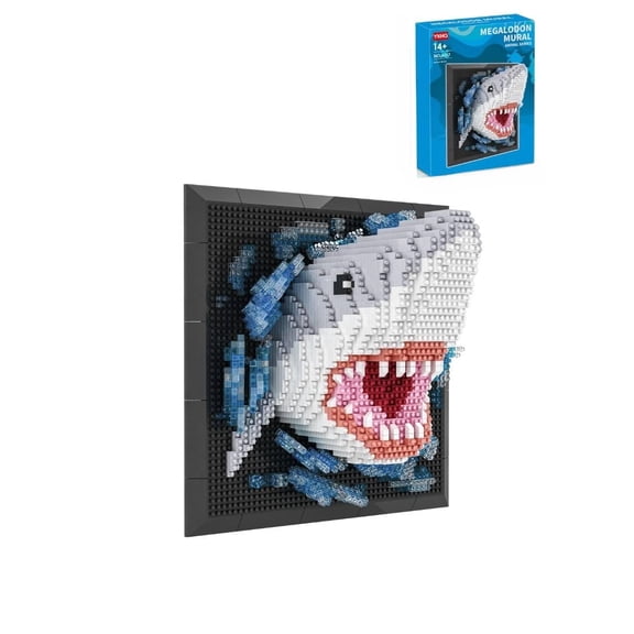 Megalodon Mural Building Blocks Set Animal Series 14+ Shark Puzzle Gift Home Decor