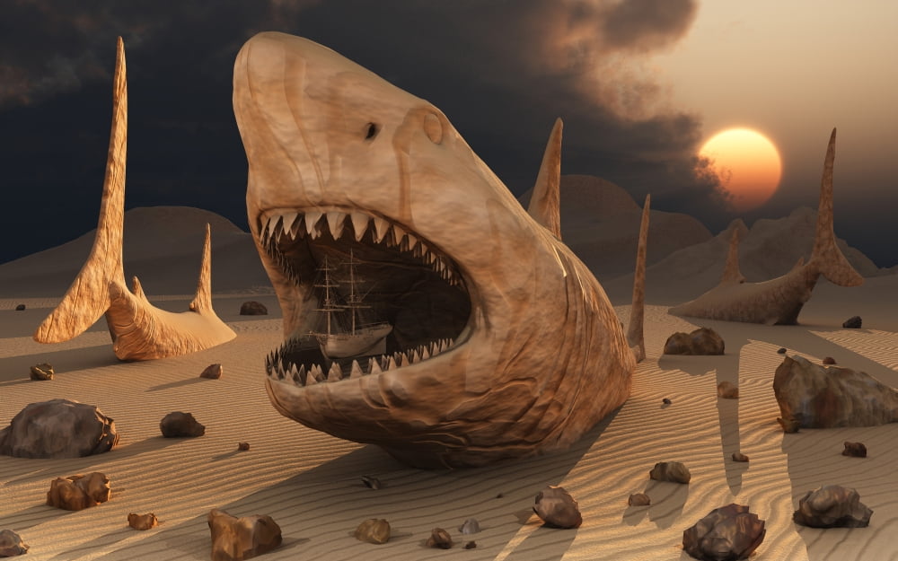 Megalodon desert Canvas Art - Mark StevensonStocktrek Images (18 x 12)
