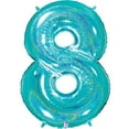 thumbnail image 1 of Megaloon Holographic Robin's Egg Blue Number 8 Balloon 40", 1 of 2