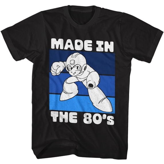 Mega Man Made In The 80's Black Adult T-Shirt