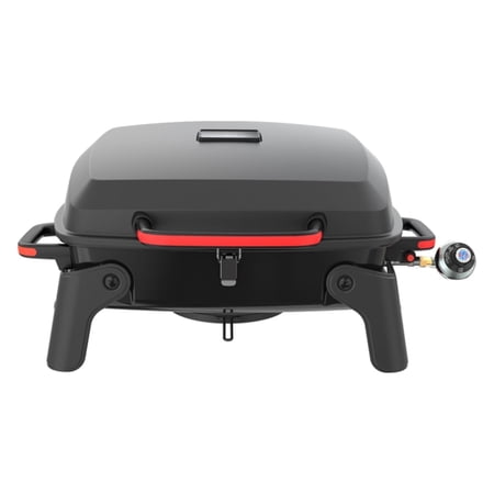 Megamaster 1-Burner Portable Gas Grill with Locking Lid, 11,000 BTU Stainless Steel Burner, Foldable Legs, Small Propane Grill for Outdoor Cooking, Camping, BBQs, Patios, and Gardens - 820-0065C