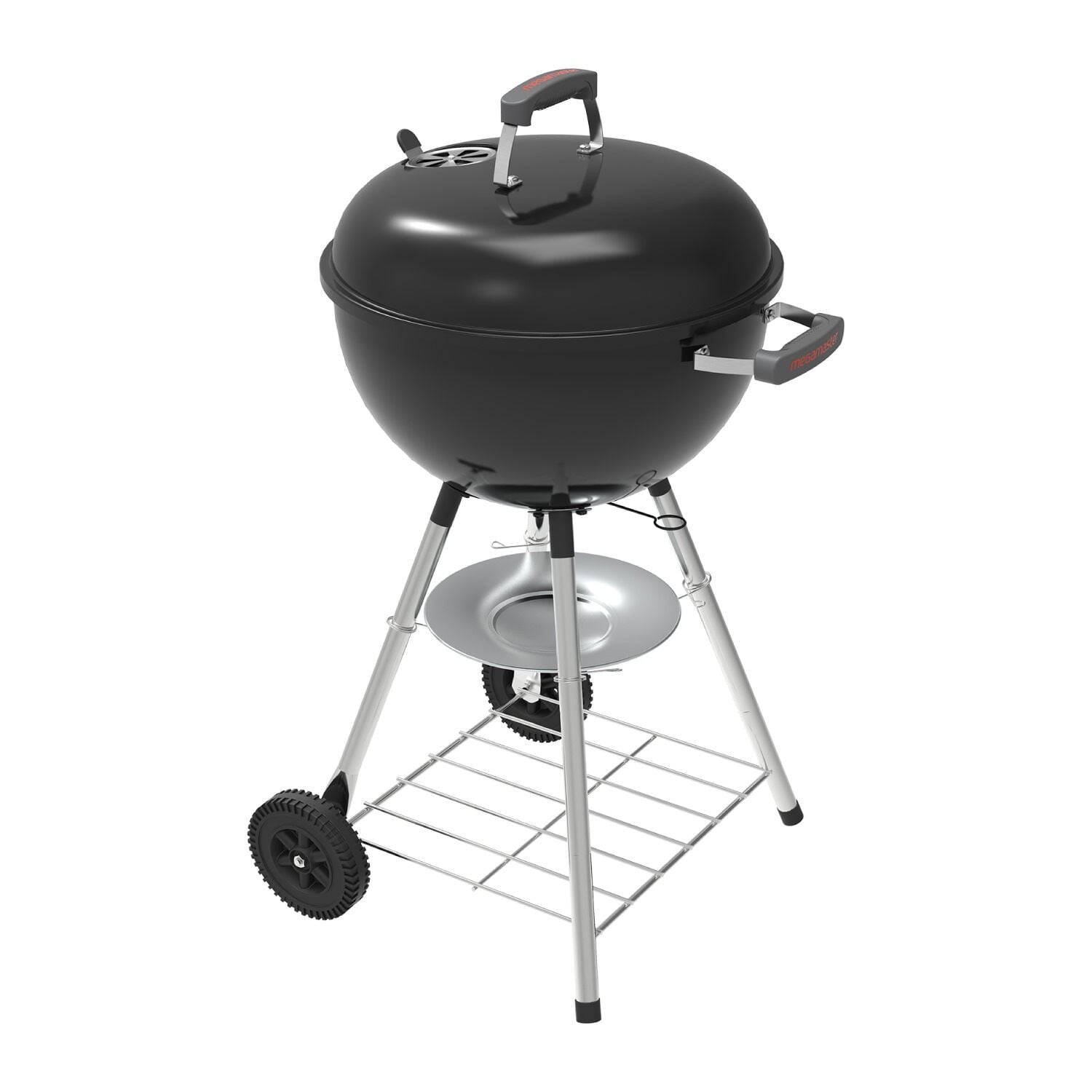 Megamaster 18-Inch Black Charcoal Kettle Grill with Wheels