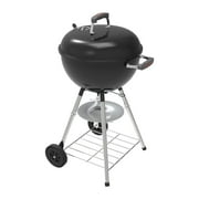 Megamaster 18" Portable Charcoal Barbecue Grill with Adjustable Air Vent, Storage Rack, 245 SQ. In Cooking Area, 2 Wheel Transport BBQ Grill for Camping, Outdoor Cooking, Patios, and More - 810-KY003
