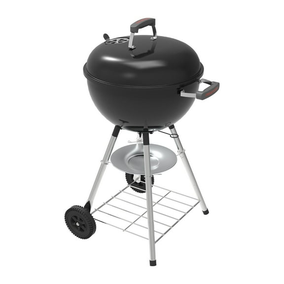 Megamaster 18" Portable Charcoal Barbecue Grill with Adjustable Air Vent, Storage Rack, 245 SQ. In Cooking Area, 2 Wheel Transport BBQ Grill for Camping, Outdoor Cooking, Patios, and More - 810-KY003