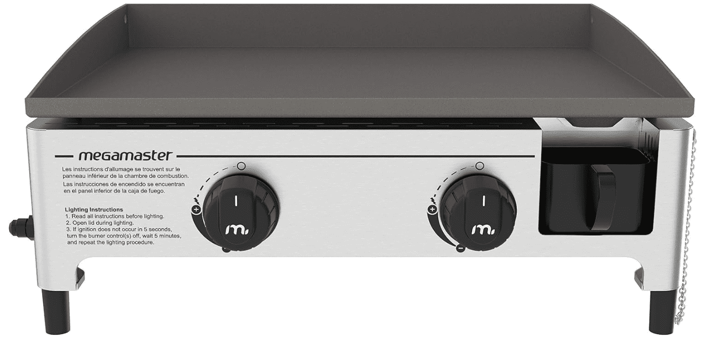 Portable Stainless Steel 2-Burner Gas Griddle with Removable Grease Tray