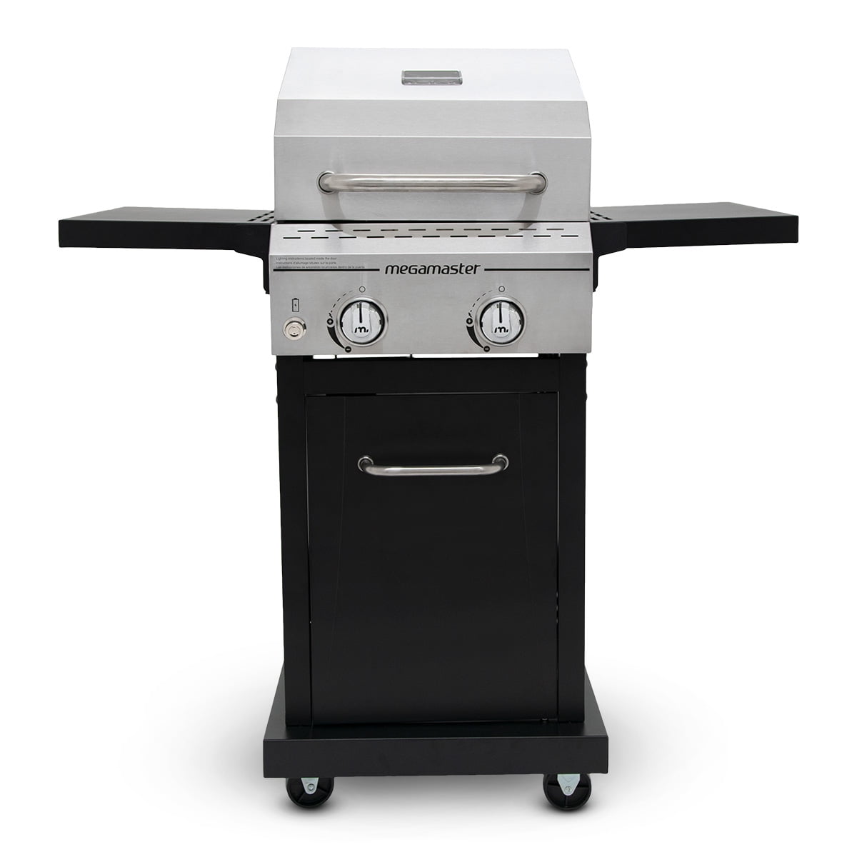 Megamaster 2-Burner Stainless Steel Propane Gas Grill with Foldable Side Tables