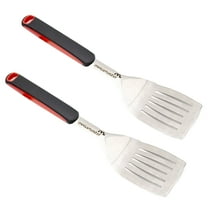 Megamaster 2 PCS Stainless Steel Grill Spatula, BBQ Tool with Red & Black Rubber Handle, Heavy-Duty Grilling Accessory for Outdoor Cooking- 300-10161