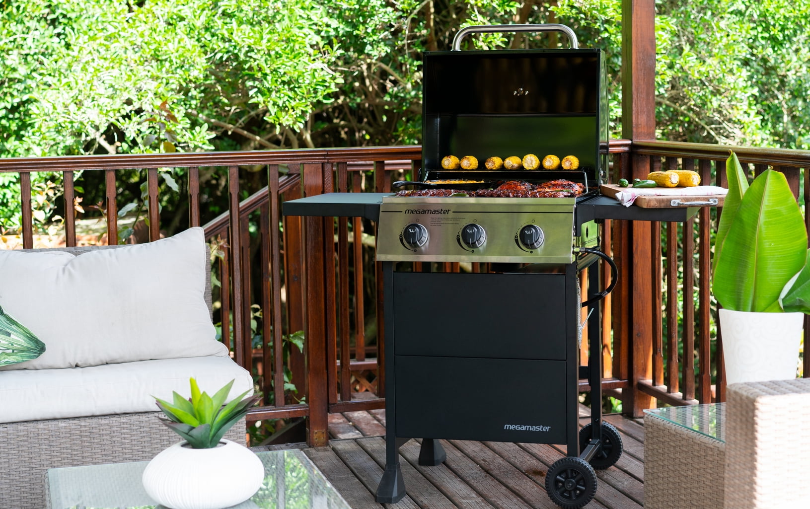 Megamaster 3-Burner Black and Silver Propane Gas Grill