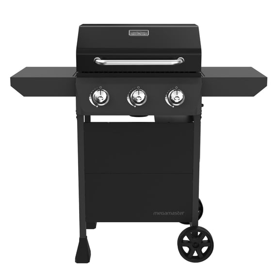 Megamaster 3-Burner Propane Gas Grill with Side Tables, 30,000BTUs, 429.81 SQ. in. Cooking Space, 2 Wheel Transport, Outdoor Kitchen Grill for BBQs, Backyards, Tailgating, and More - 720-1094