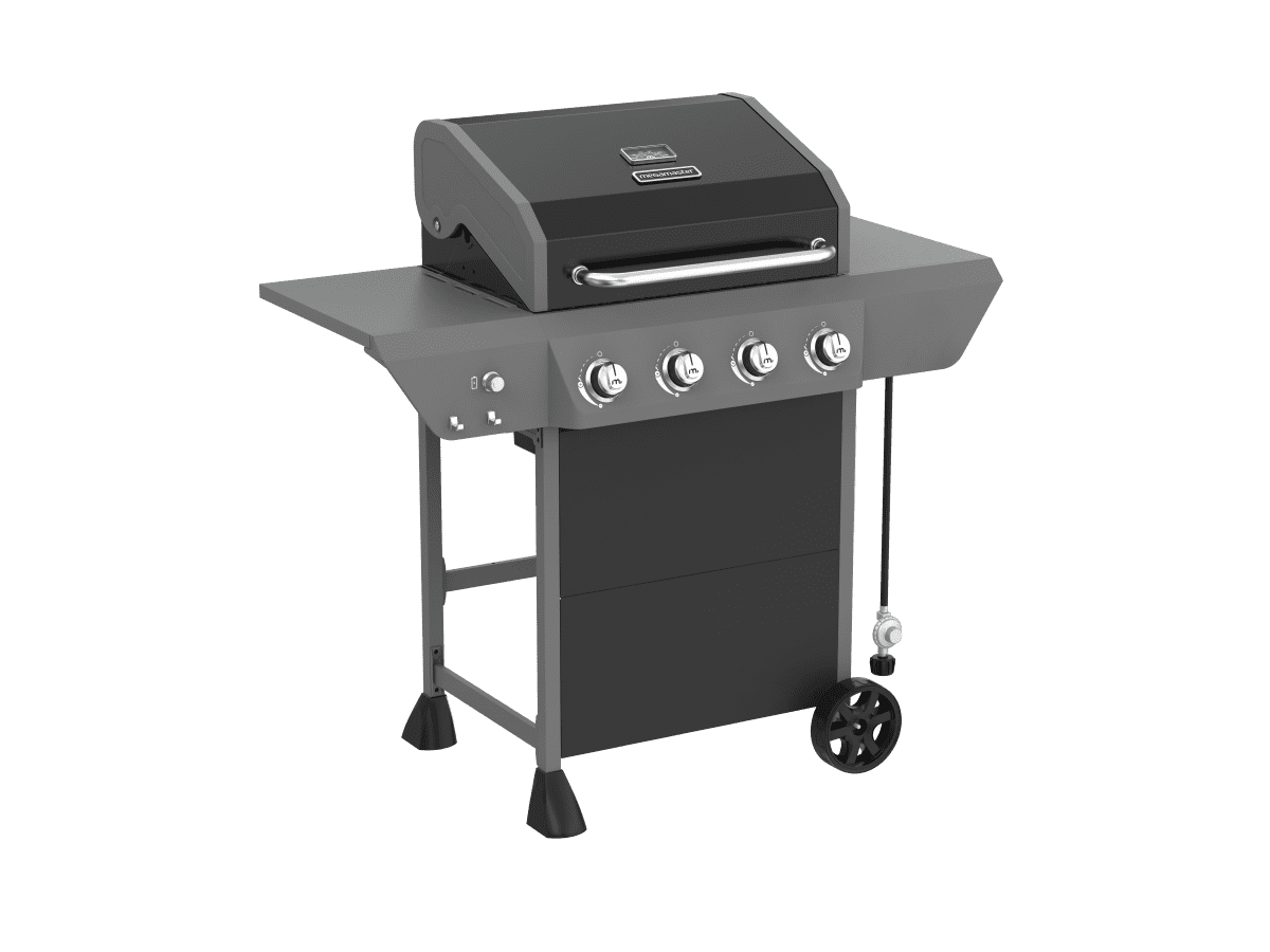 Megamaster 4Burner Propane Gas Grill with Side Tables and 2 Hooks, 44