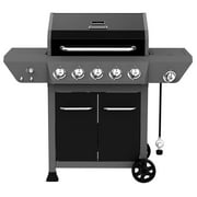 Megamaster 5-Burner Propane Gas Grill with Side Tables, Accessory Hooks, 50,000 BTUs, 656 SQ. In. Cooking Space, 2 Wheel Transport, Outdoor Kitchen Grill for BBQs, Backyards, and More - 720-0982