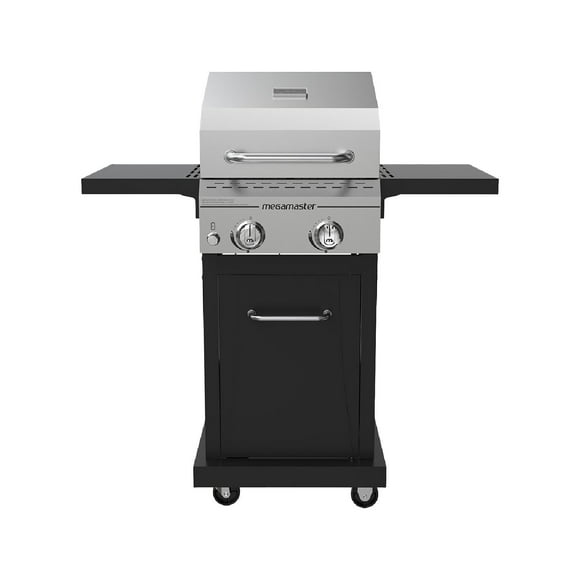 Megamaster Deluxe 2-Burner Gas Grill with Foldable Side Tables, 418 SQ In Cooking Space, 28000 BTUs, Stainless Steel Lid, Propane BBQ Grill for Outdoor Cooking, Patios, Backyards and More -720-0864MA
