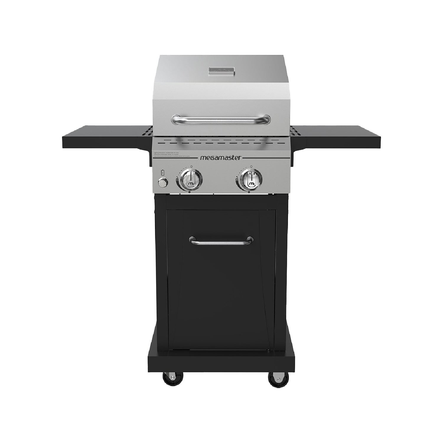 Megamaster 2-Burner Stainless Steel Propane Gas Grill with Foldable Side Tables
