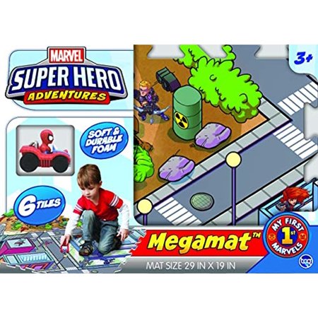 Megamats 6 Piece Tile Marvel Megamat & Vehicle Playset