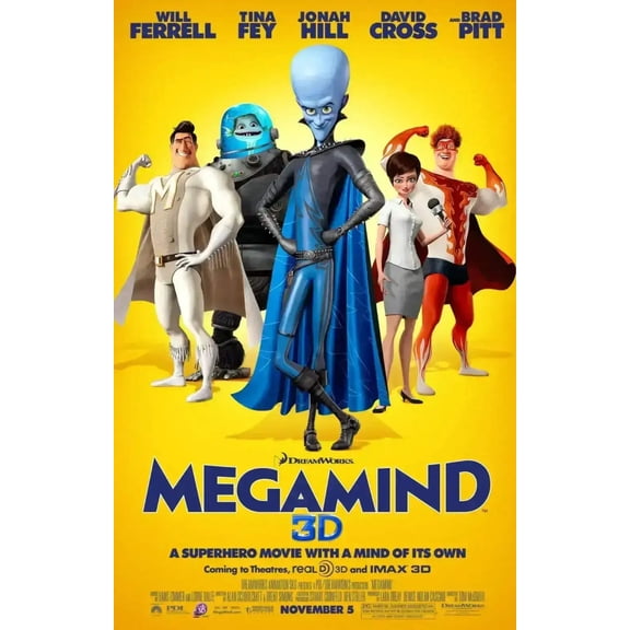 Megamind 3D 2010 mini poster Will Ferrell Tina Fey Jonah Hill Brad Pitt