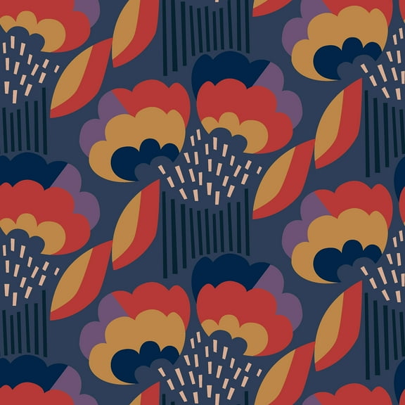 Megan Carter Retro Esme Navy Peel and Stick Wallpaper