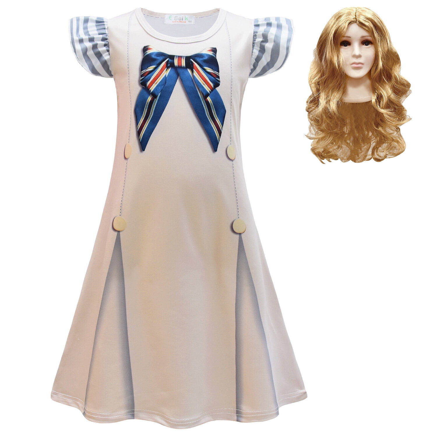 Megan Costume Dress with Yellow Wig for Girls Halloween Outfits