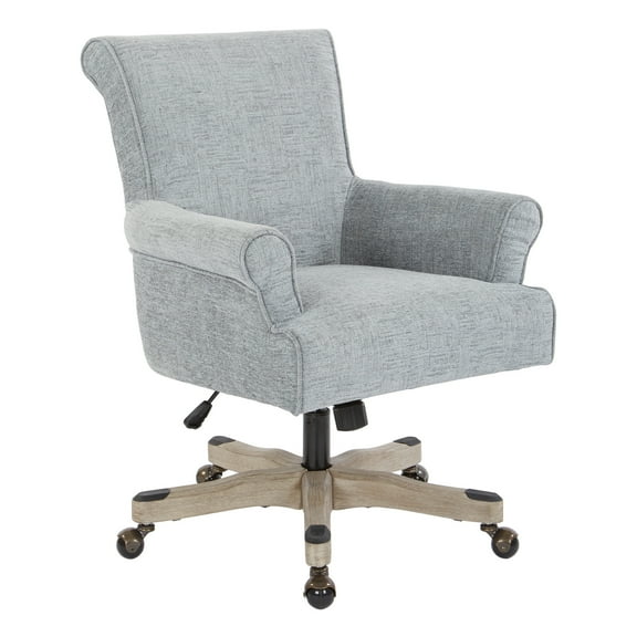 Megan Office Chair in Mist Fabric with Gray Wash Wood