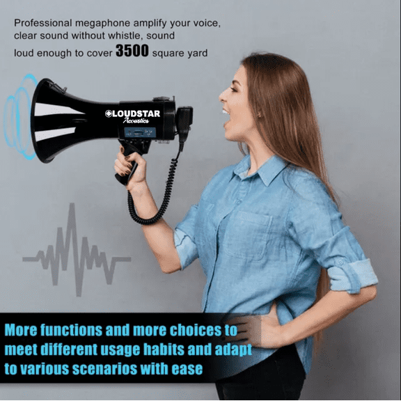 Megaphone 50 Watts, 3500 Sq Yard Range, Built-in Siren, Bluetooth, USB, SD Card