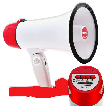 Megaphone Bullhorn - Bull Horn Loud Speaker with Siren for Kids and Adults - 30 Watt Lightweight - 800 Yard Range - Loud Speaker, Air Horns