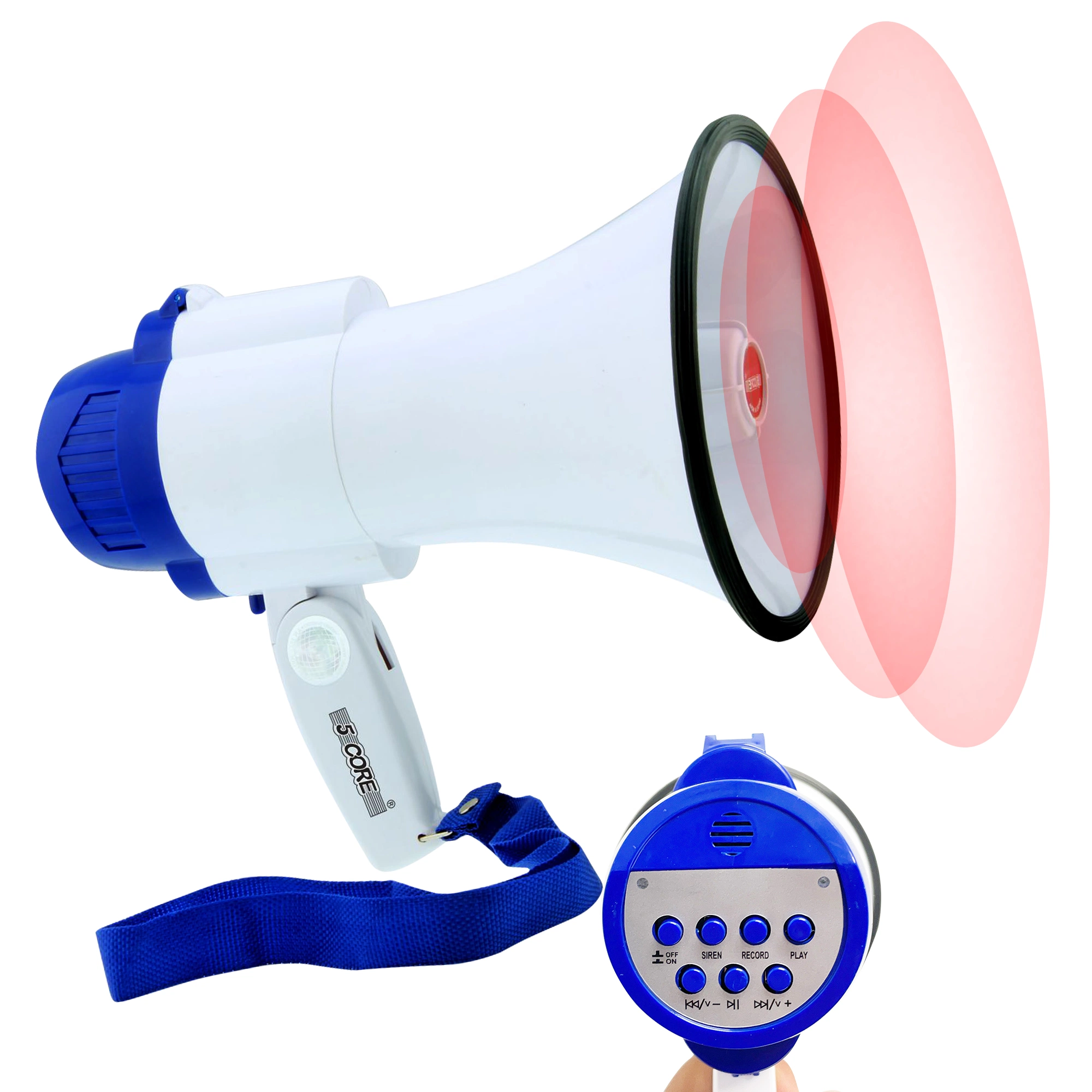 Megaphone Bullhorn - Bull Horn Loud Speaker with Siren for Kids and Adults - 30 Watt Lightweight - 800 Yard Range - Loud Speaker, Air Horns