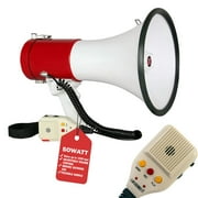 50W Megaphone Bullhorn Speaker   1200 Yards Range, Siren Mode, USB/SD Input & All-Weather Loudspeaker for Crowd Control, Coaches, and Events