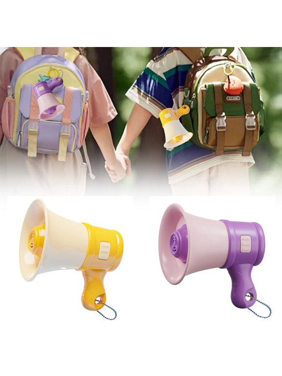 Small Bull Bullhorn Keychain Music Recording Amplifier Portable with Chain Speaker for Adults 3, 4, 5, 7, 8 Year , Yellow