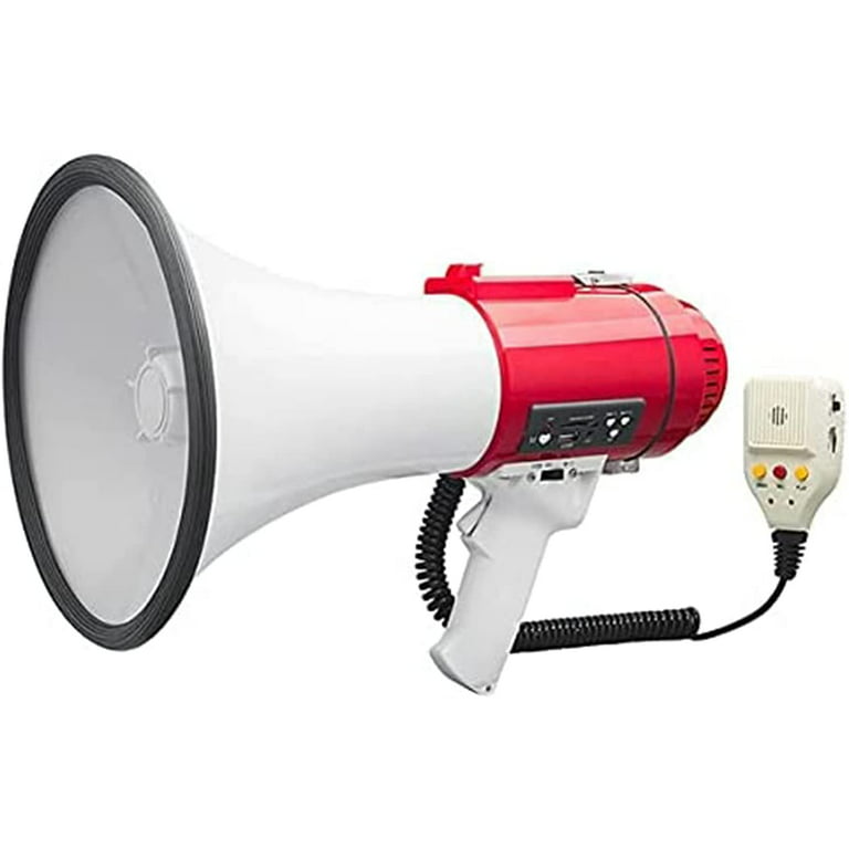 Bærbar megafon høyttaler Bullhorn 30 watt håndholdt mikrofon innebygd Sirene  Alarm volumkontroll
