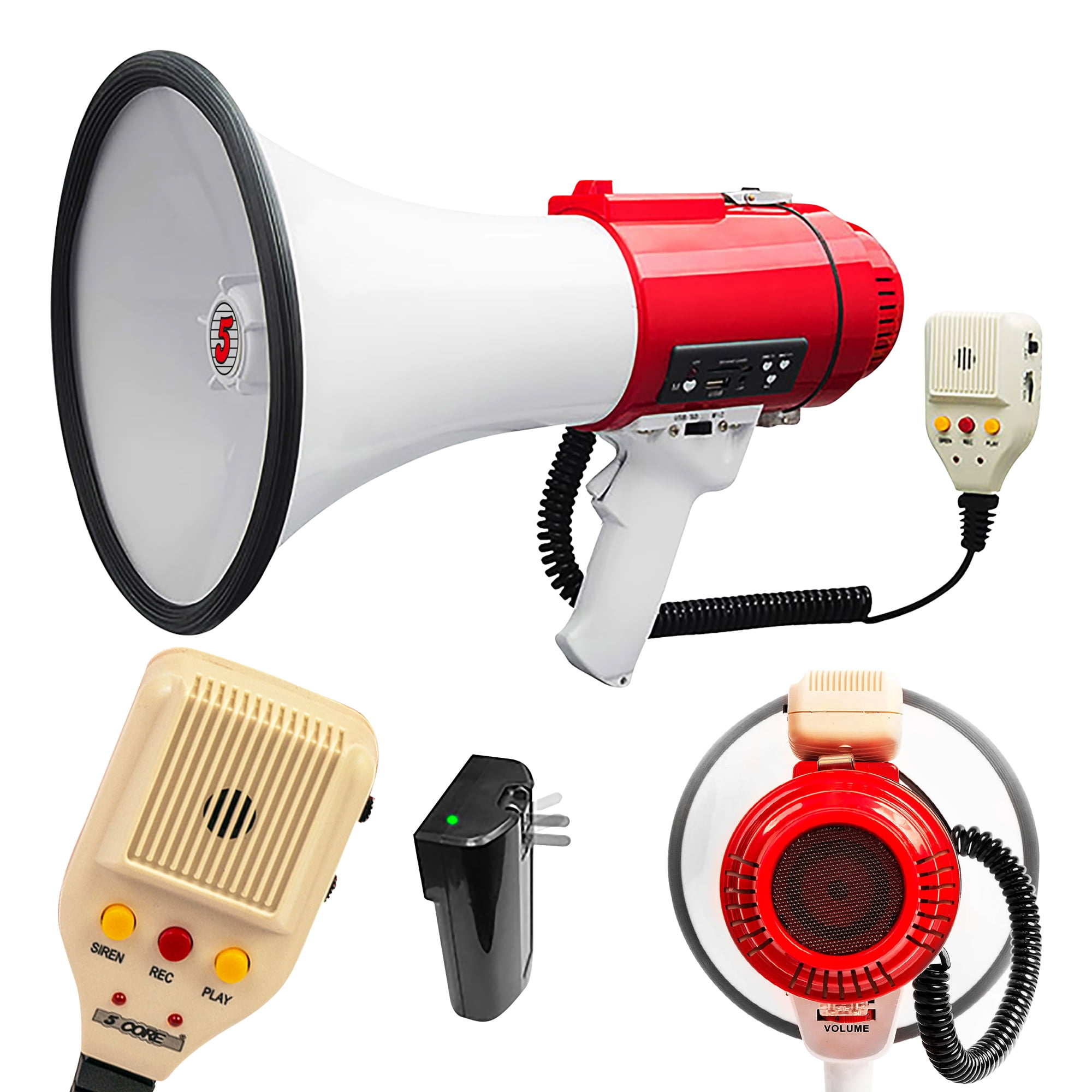 Megaphone Speakers Blow Horn Pro Loud Speaker Bullhorn Rechargeable Battery Handheld Siren Voice Recording 77SF WB