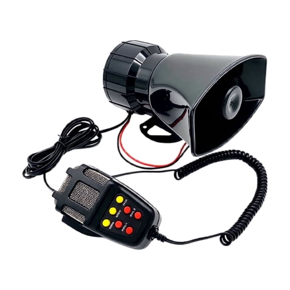 Megaphone with Siren 12 Volt Siren, Handheld Pa Microphone, Multi Tone Emergency Vehicle Warning Horn for Truck Car 1 Pack