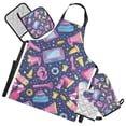 thumbnail image 1 of Megaphones and Tvs 5 Pcs Kitchen Set Heat Resistant Oven Mitts and Non-Slip Pot Holders with Adjustable Cooking Apron, 1 of 6
