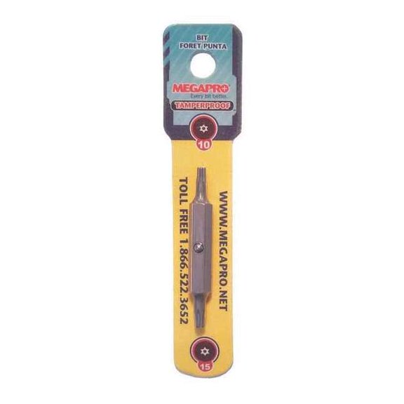 Megapro Insert Bit,SAE,1/4",T10, T15,2-1/4" TDT10-15-C-B