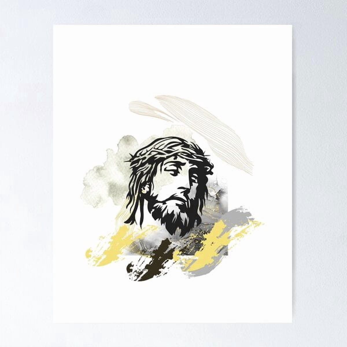 Megas Abstract Jesus Face Art Golden Black Modern Christ Portrait ...