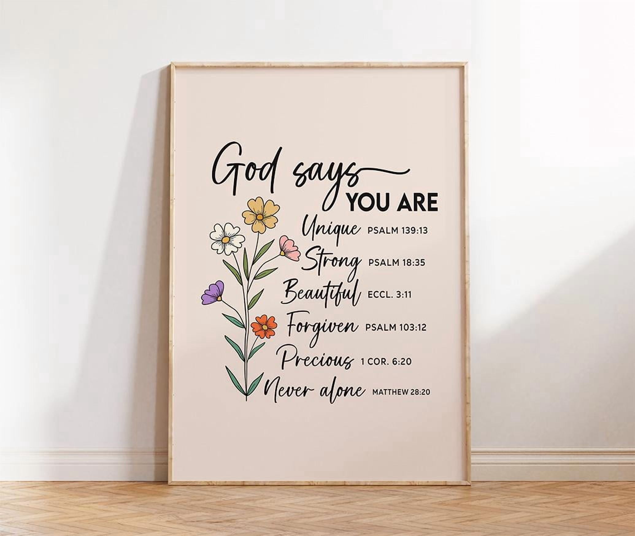 Megas God Says You Are Poster Retro Christian Wall Art Bible Verse ...